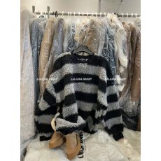 批发原版面料大码300斤<b class='q'>韩国</b>东大门秋冬韩版宽松拼色条纹羊羔毛<b class='q'>卫衣</b>女