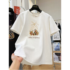 批发德绒<b class='q'>大码</b>300斤重工刺绣短袖T恤女春夏季半袖内搭<b class='q'>打底衫</b>巨好看上衣