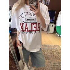 批发韩国东大门夏季款美式<b class='q'>街头</b>风字母印花垫肩短袖T恤女圆领宽松上衣