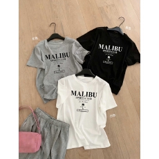 批发韩国东大门夏季新款韩系休闲宽松百搭字母印花纯棉<b class='q'>圆领</b>短袖<b class='q'>T</b><b class='q'>恤</b>女