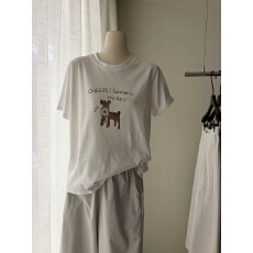 批发韩国东大门夏季韩系休闲萌趣小鹿印花纯棉宽松<b class='q'>圆领</b>短袖<b class='q'>T</b><b class='q'>恤</b>女上衣