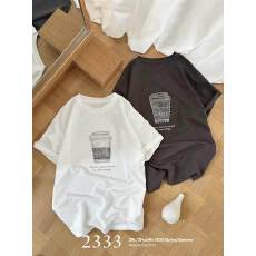 批发<b class='q'>韩国</b>东大门夏季新款韩系减龄百搭创意水杯印花简约宽松短袖<b class='q'>T</b><b class='q'>恤</b>女