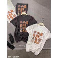 批发<b class='q'>韩国</b>东大门春夏季新款韩版洋气百搭宽松趣味购物袋印花短袖<b class='q'>T</b><b class='q'>恤</b>女