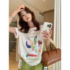 批发<b class='q'>韩国</b>东大门2026夏季新款韩版时尚百搭蔬菜印花短袖<b class='q'>T</b><b class='q'>恤</b>女休闲上衣