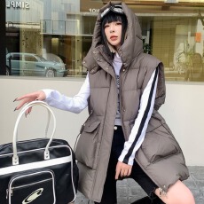 批发工厂连帽羽绒棉背心马甲女款2025网红爆款中长款新款<b class='q'>冬</b>季时尚百搭