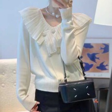 批发工厂<b class='q'>荷叶边</b>羊毛针织开衫2025秋季新款女设计感洋气别致显瘦<b class='q'>毛衣</b>潮