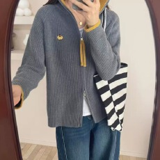 批发工厂立领拉链毛衣女大童内搭<b class='q'>针织</b><b class='q'>开衫</b>上衣高中学生少女打底衫冬