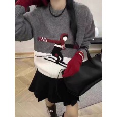 批发发亿毛衣工厂2025新款复古拼色滑雪<b class='q'>男</b>孩印花圆领针织上衣