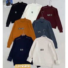 批发工厂半高领毛衣女2025新款宽松加厚针织衫内搭一体绒羊毛打底衫冬