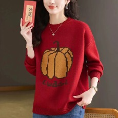 批发工厂大码女装胖mm打底衫冬季内搭可外穿毛衣本命年红色针织衫显瘦