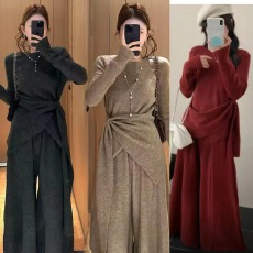 批发工厂孕妇<b class='q'>装</b>2025秋冬季孕期穿搭法式开叉上衣阔腿<b class='q'>裤</b>子慵懒风两件套