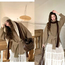 批发厂家现获宽松休闲套头韩版针织衫2025 秋冬新款慵懒风简约毛衣