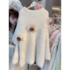 批发工厂韩系衣<b class='q'>女</b>秋冬宽松外穿复古北欧风针织<b class='q'>开衫</b>外套