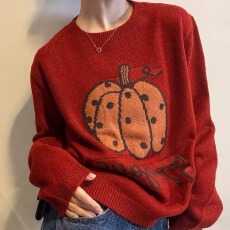 批发工厂大码女装胖mm打底衫冬季内搭可外穿毛衣本命年红色针织衫显瘦