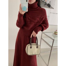 批发工厂实拍重工针织开衫爆款➕加长裙新款两件套宽松显瘦毛衣套装厂