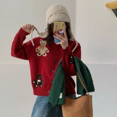 批发工厂提花圆领针织开衫女宽松2025秋装新款韩版<b class='q'>百搭</b>毛衣<b class='q'>外套</b>上衣潮