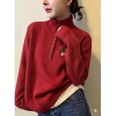 批发工厂2025秋冬新款羊毛半高领针织衫女宽松显瘦长袖毛衣打底上衣