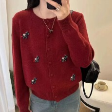 批发工厂发亿毛衣工厂女2025年新款甜美针织衫开衫春秋薄款毛衣款外套