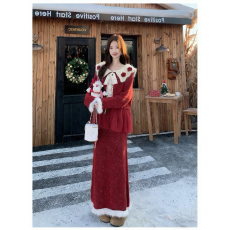 批发工厂实拍重工针织开衫爆款➕加<b class='q'>长裙</b>新款<b class='q'>两件套</b>宽松显瘦毛衣套装厂