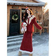 批发工厂实拍重工针织开衫爆款➕加长裙新款两件套<b class='q'>宽松</b>显瘦毛衣套装厂