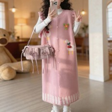 批发工厂针织马甲<b class='q'>连衣裙</b>2025春秋新款高级慵懒风长款开衫背心裙