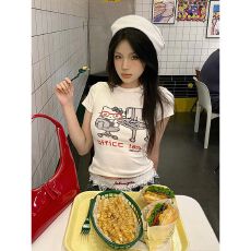 官图 特价 40支仿棉1*1螺纹 220克 后包领 夏装正肩短袖T恤女