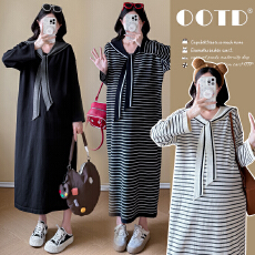 批发实拍<b class='q'>孕妇装</b>2026春装新款披肩条纹<b class='q'>大码</b>宽松显瘦气质中长款连衣裙