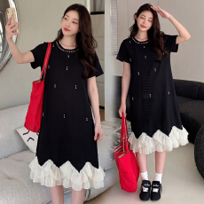 批发<b class='q'>实拍</b>2026夏装新款<b class='q'>孕妇装</b>韩版宽松显廋圆领<b class='q'>孕妇</b><b class='q'>中长款</b>针织连衣裙