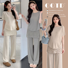 批发<b class='q'>实拍</b>2026大版型夏季套装新品<b class='q'>孕妇</b><b class='q'>慵懒</b>时尚针织衫+屁帘裤子两件套