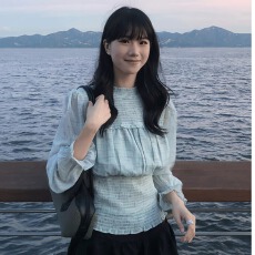 批发法式气质长袖衬衫女早秋流行穿搭泡泡袖<b class='q'>雪纺</b><b class='q'>衫</b>温柔风收腰显瘦上衣