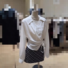 批发十三行女装2025新款韩系秋装蕾丝拼接V领收腰系带翻领<b class='q'>衬衫女</b>