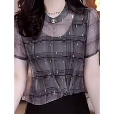 批发洋气衬衫女2025夏季新款时尚百搭气质<b class='q'>韩版</b>不规则遮肉显瘦短款上衣