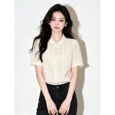 批发大码女装～新中式温柔风翻领短袖衬衫2026夏季新款国风上衣