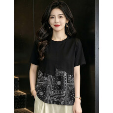 批发大码女装～短袖T恤夏季新款时尚减龄宽松大码显瘦高级感印花上衣