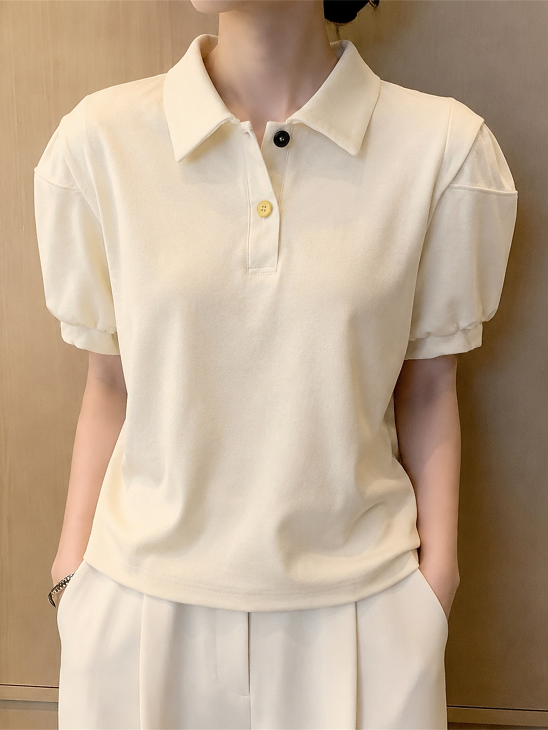 RY7479# 大码女装～2026夏季洋气温柔学院风polo领T恤短袖气质上衣