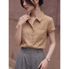批发大码女装～法式翻领衬衫短袖2026<b class='q'>夏</b>季新款高级感气质减龄显瘦上衣