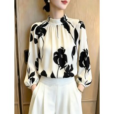 批发<b class='q'>大码</b><b class='q'>女装</b>～2026秋款设计感印花立领衬衫长袖宽松显瘦复古气质上衣