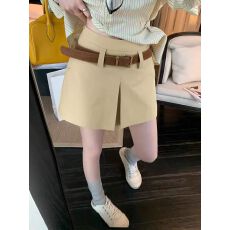 批发MUKOK塞纳日落~2025新款经典浅卡其半身裙女高腰显瘦短裙A字裙裤