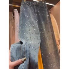 批发蓝色重工<b class='q'>烫钻</b>设计感<b class='q'>牛仔裤</b>女2025春夏新款百搭显瘦宽松阔腿直筒裤