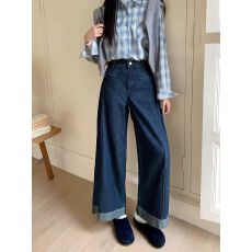 批发欧尼不胖2025新款<b class='q'>九分</b>直筒裤子秋季大码女装胖mm韩系显瘦<b class='q'>牛仔裤</b>