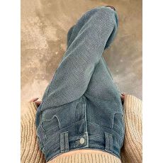 批发175高个子星空纹直筒牛仔<b class='q'>裤</b>女美式复古高腰辣妹加长加绒加厚长<b class='q'>裤</b>