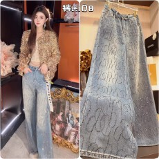 批发【池南春水】63914巴黎风加绒<b class='q'>烫钻</b>直筒<b class='q'>牛仔裤</b>大码胖MM