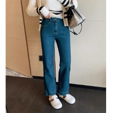 批发土耳其蓝设计感微喇牛仔裤女春秋季复古深蓝小个子高腰显瘦<b class='q'>九分</b>裤