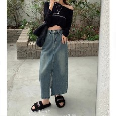 批发开叉<b class='q'>牛仔</b>半身裙2026年女早春新款大码胖妹妹遮胯高腰中长款<b class='q'>包臀裙</b>