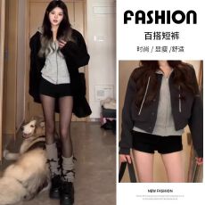 批发黑色辣妹短裤女2025新款<b class='q'>夏</b>季薄款高腰显瘦紧身热裤休闲打底靴裤潮