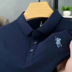 批发短袖T恤中青年高端polo衫男潮流纯色上衣薄款商务翻领<b class='q'>运动</b>宽松ins