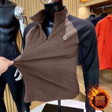 批发美式休闲高档<b class='q'>运动</b>半拉链立领卫衣男2025秋冬季上衣男亲肤舒适