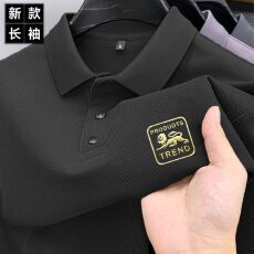 批发长袖翻领POLO衫新款秋冬季休闲商务2025中年T恤百搭高端<b class='q'>打底衫</b>