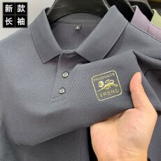 批发长袖翻领POLO衫中青年<b class='q'>商务</b>高端亲肤休闲2025秋冬季新款新中式<b class='q'>商务</b>