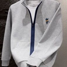 批发长袖撞色拉链外套立领轻奢休闲运动刺绣卫衣外套男士复古外套潮流